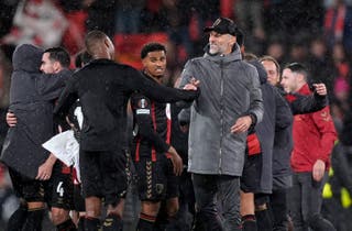Marco Rose (centre right) and Bournemouth celebrated an iconic win over AC Milan